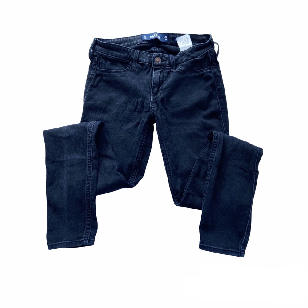Hollister Black Wash Distressed Low Rise Jean Jegging Jeans 3 L